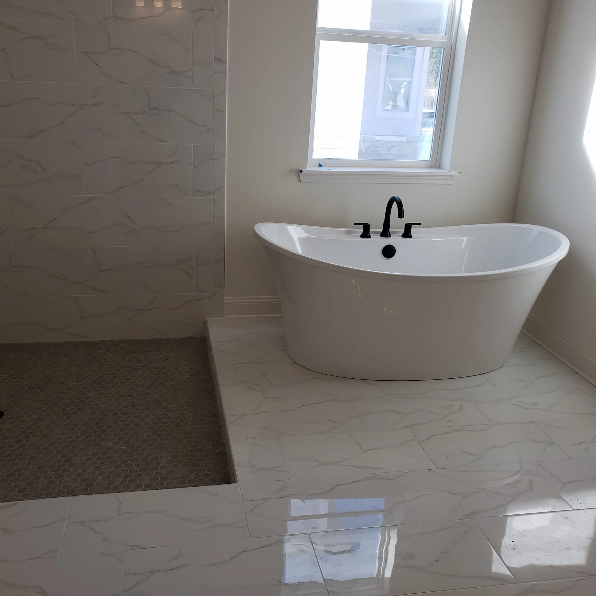 Luxury bathroom shower tile installation